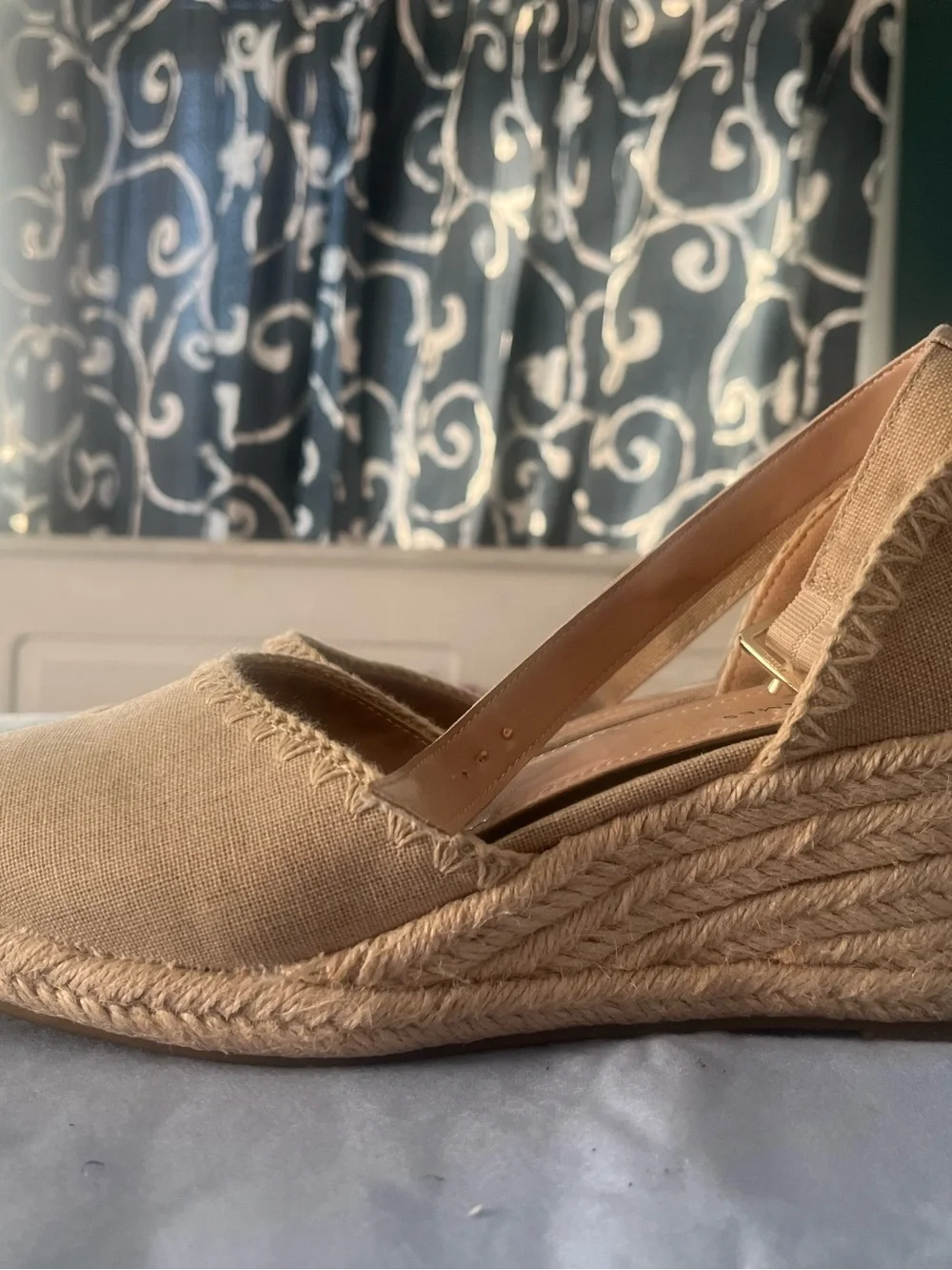 Draper James Natural Beige Espadrille Ankle-Strap Flats